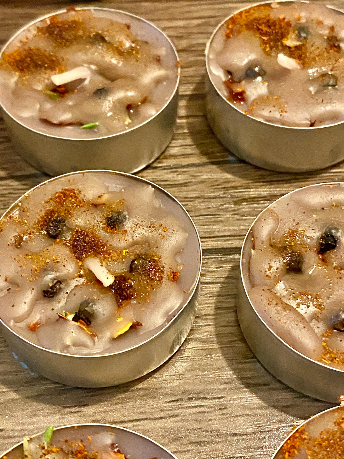 6 Block Buster Tealight Candles – Break Through Obstacles, made with herbs, roots, oils & powders—handmade blend .