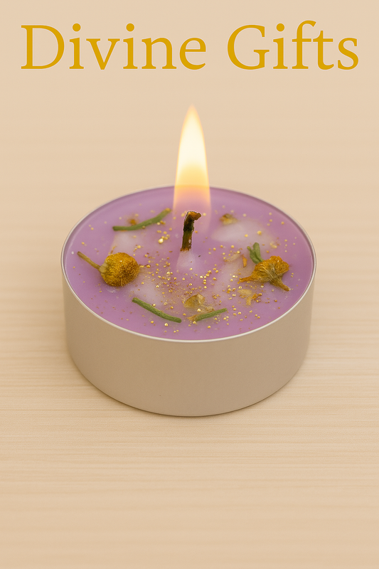 Third Eye Activation Candles | Intuition & Psychic Awareness Lilac Tealights | Spiritual Meditation Candles by Divine Gifts made with herbs.
