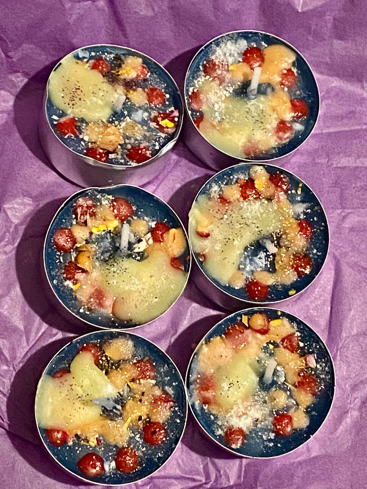 Home Protection Tea Light Candles: Handmade Herb & Oil Blend (Set of 6)