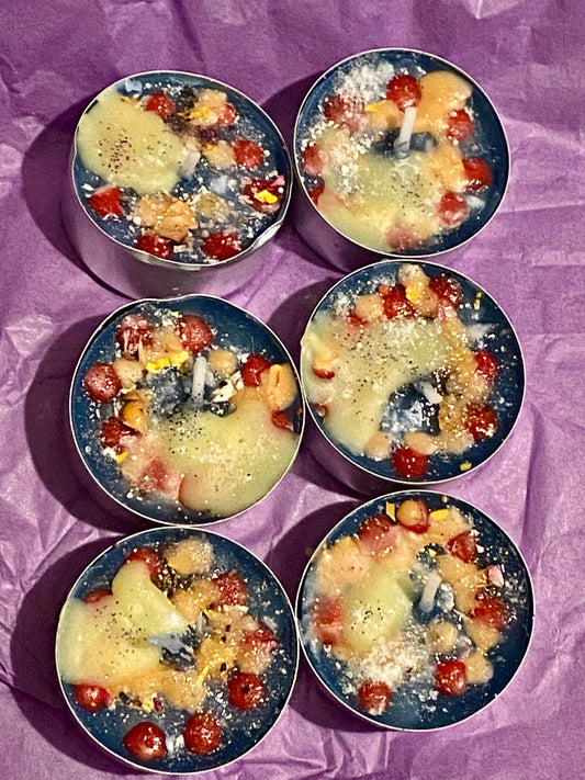 Home Protection Tea Light Candles: Handmade Herb & Oil Blend (Set of 6)