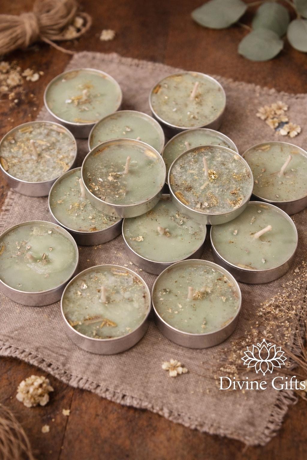 Money Drawing Tealight Candles | Prosperity Spell Candle | Herbal Alfalfa Candle for Abundance, Wealth & Success | Divine Gifts