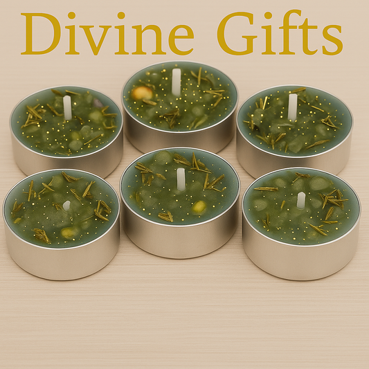 Money Drawing Tealight Candles | Prosperity Spell Candle | Herbal Alfalfa Candle for Abundance, Wealth & Success | Divine Gifts