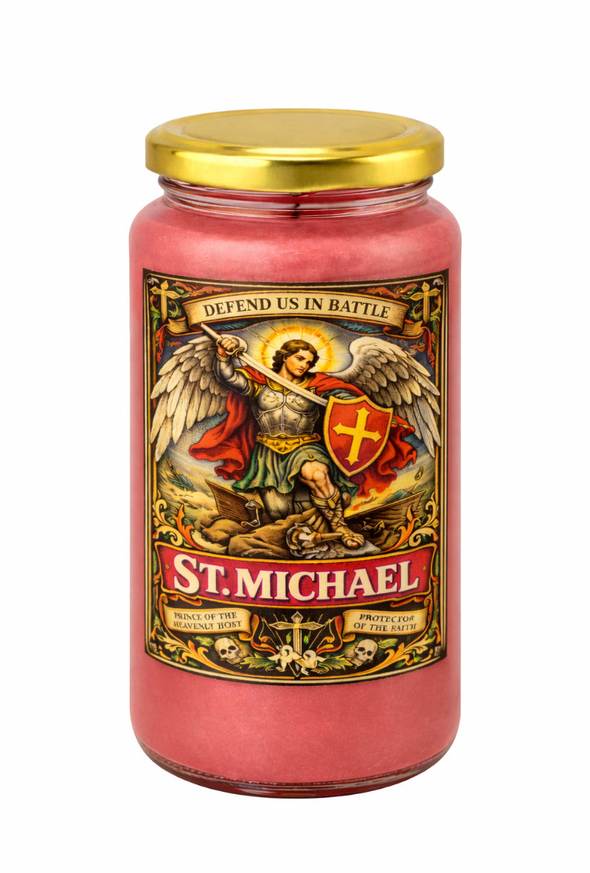 St Michael Protection Candle | Archangel Michael Spiritual Warfare Candle | Red Defense Candle | Remove Negativity & Evil Eye | Gifts
