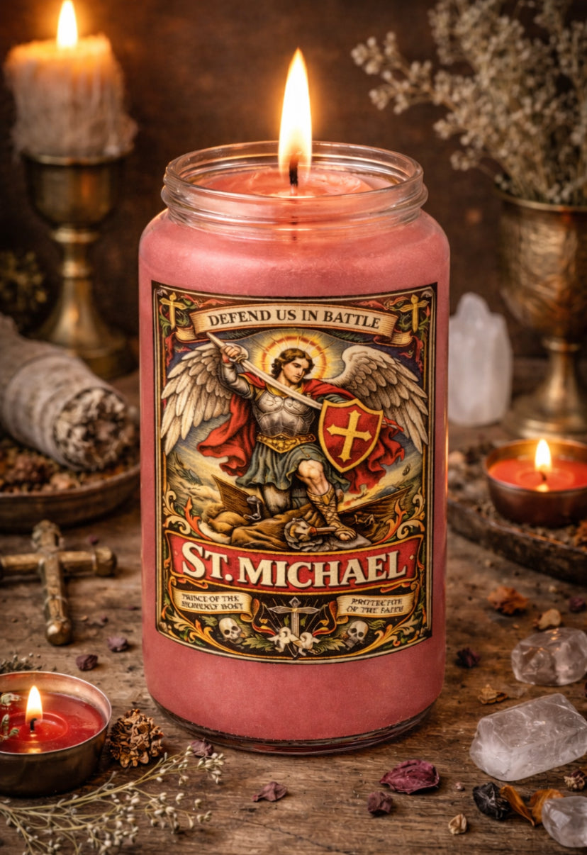St Michael Protection Candle | Archangel Michael Spiritual Warfare Candle | Red Defense Candle | Remove Negativity & Evil Eye | Gifts