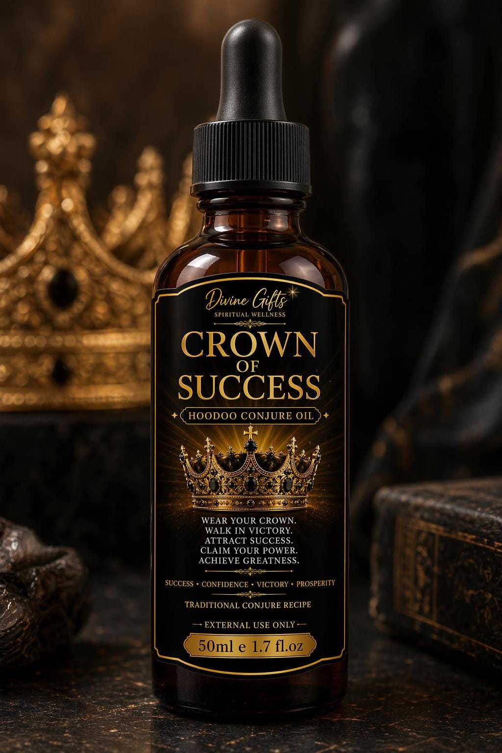Crown of Success Oil, Hoodoo Success Oil, Career Luck Oil, Promotion Oil, Exam Success Oil, Business Success Ritual Oil