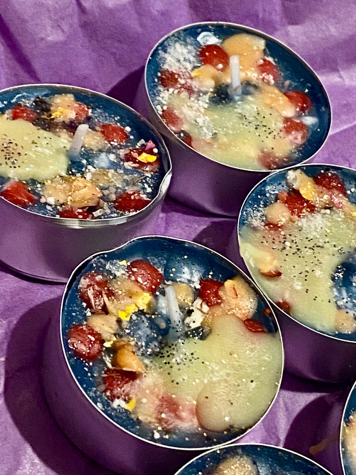 Home Protection Tea Light Candles: Handmade Herb & Oil Blend (Set of 6)