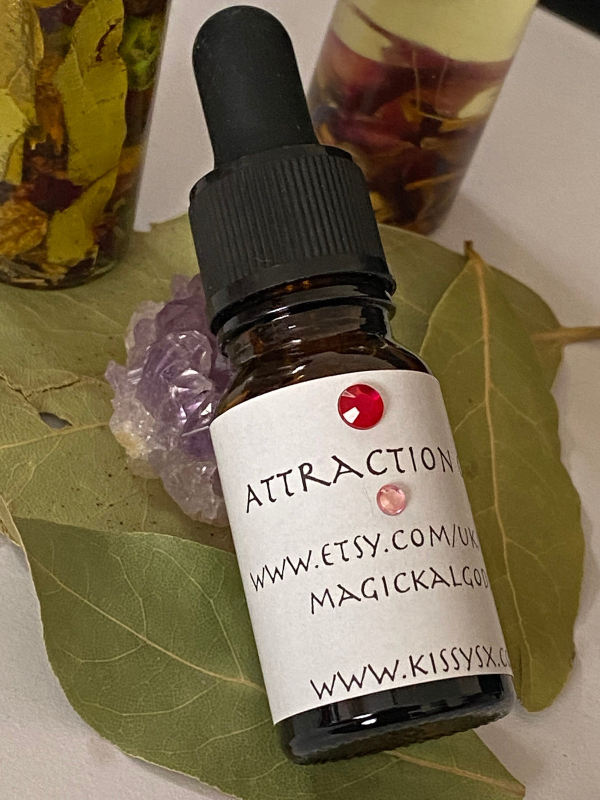 Attraction Hoodoo Oil 10ml Dropper Bottle. Magick Perfume Oil, Herbal Oil 10ml Bottle. - With Herbs and Roots. Hoodoo Oils, Magick Oil