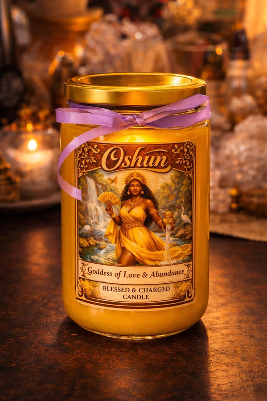 Oshun Goddess Candle | Love and Abundance Ritual Candle | Yellow Spiritual Candle | Blessed & Charged | Divine Feminine