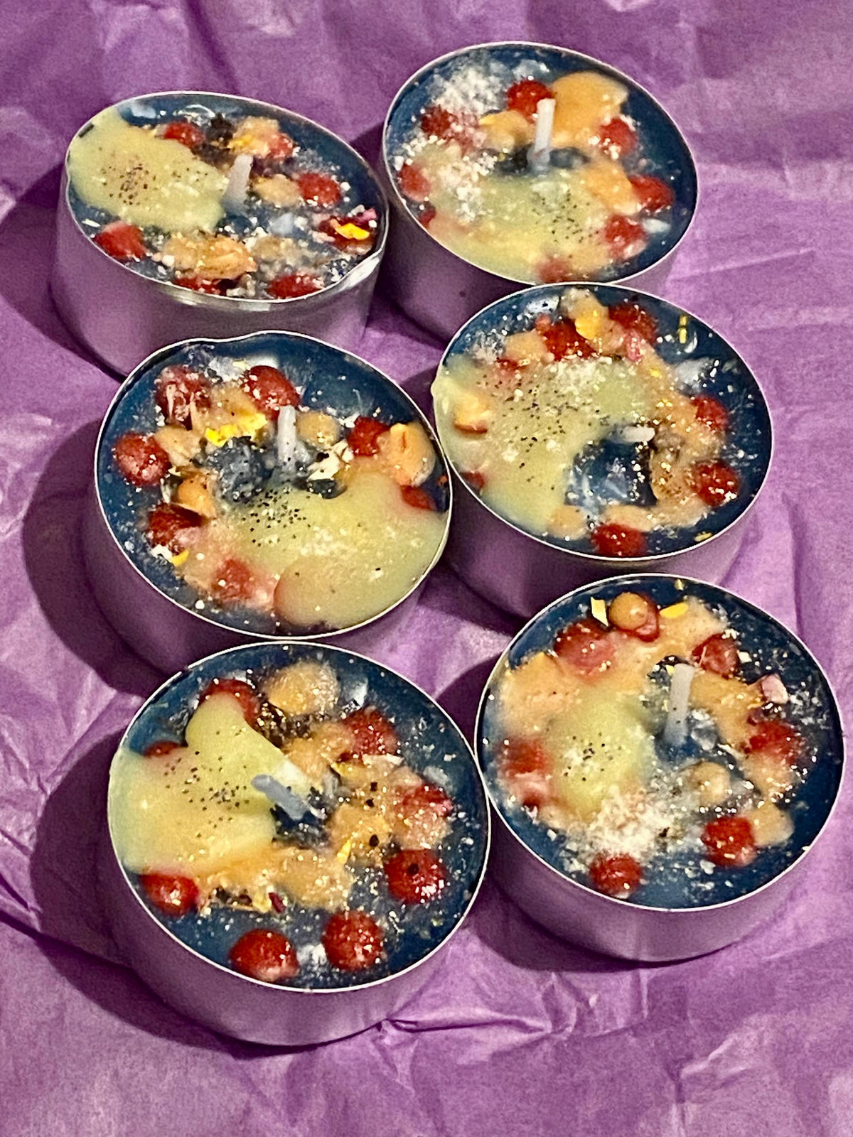 Home Protection Tea Light Candles: Handmade Herb & Oil Blend (Set of 6)