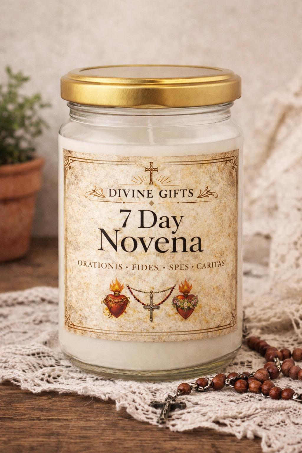 7 Day Novena Candle – Traditional Catholic Prayer Candle – Latin Vatican Style Devotional – Sacred Heart Faith Gift – Divine Gifts.