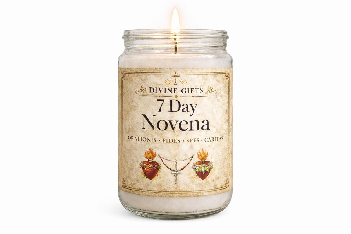 7 Day Novena Candle – Traditional Catholic Prayer Candle – Latin Vatican Style Devotional – Sacred Heart Faith Gift – Divine Gifts.