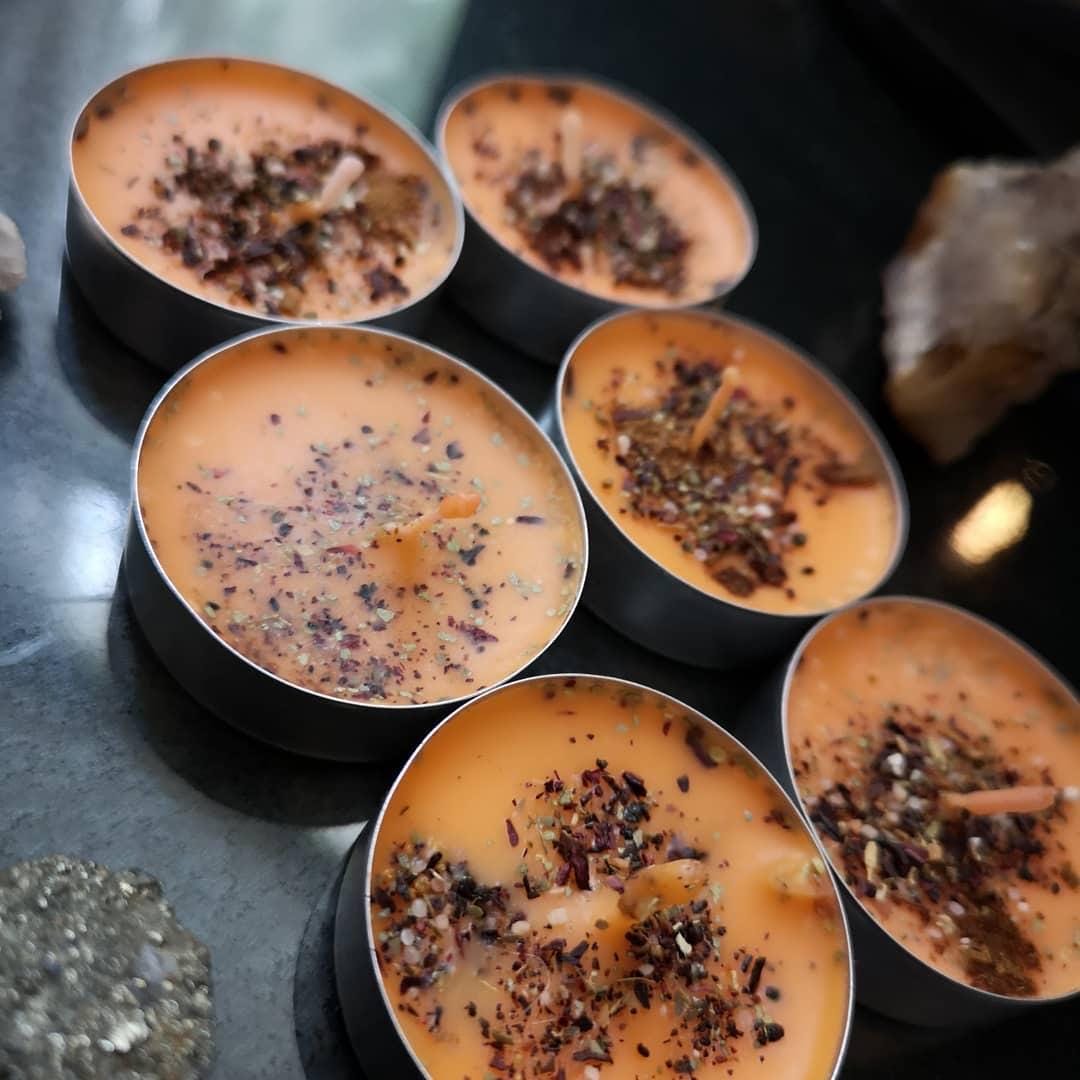 6 x  Business & Success Magickal  Candles - Wiccan - With Oils, Herbs and Roots