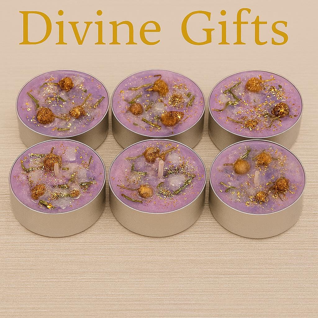 Third Eye Activation Candles | Intuition & Psychic Awareness Lilac Tealights | Spiritual Meditation Candles by Divine Gifts made with herbs.