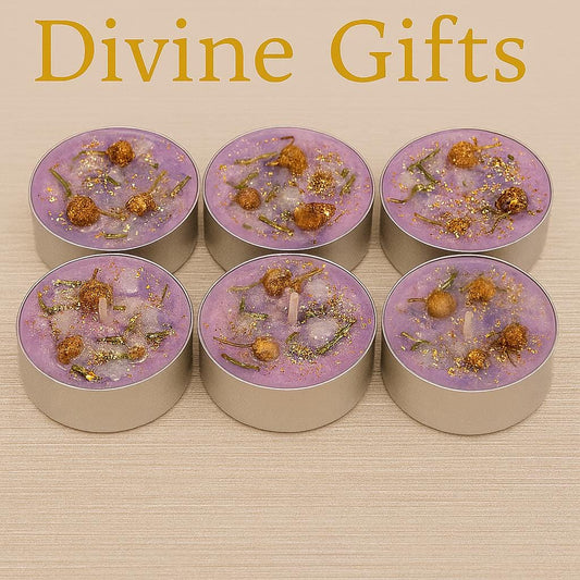 Third Eye Activation Candles | Intuition & Psychic Awareness Lilac Tealights | Spiritual Meditation Candles by Divine Gifts made with herbs.