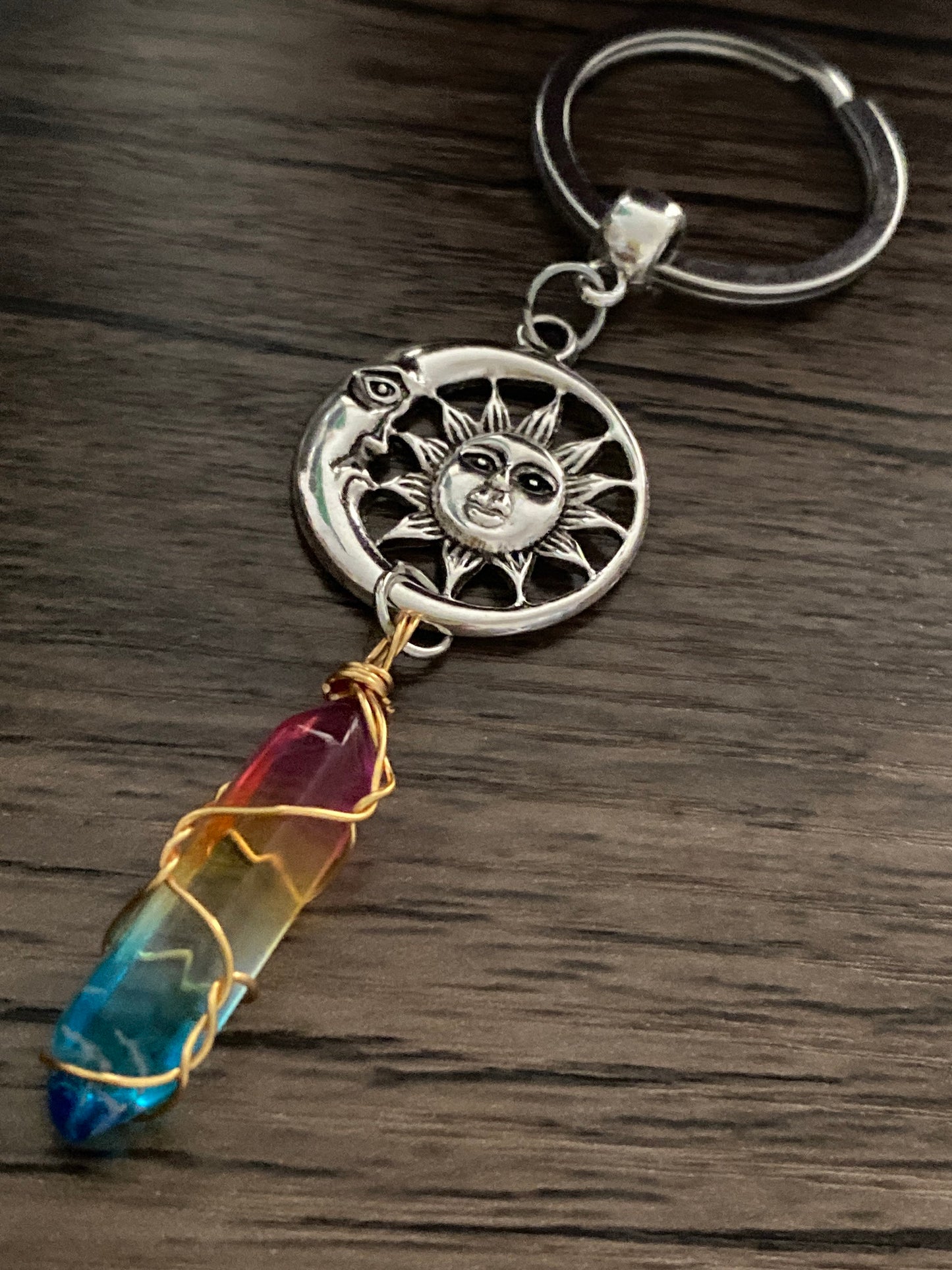 Colourful Pretty Multi Charm Keyring, Hand Bag Charm with Sun Charm. Gift For her, Birthday, Cute Gift, Fun, Cute.