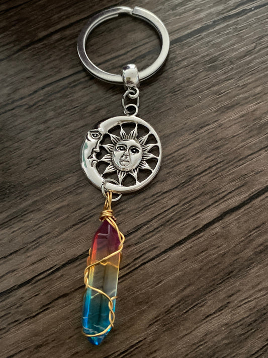 Colourful Pretty Multi Charm Keyring, Hand Bag Charm with Sun Charm. Gift For her, Birthday, Cute Gift, Fun, Cute.