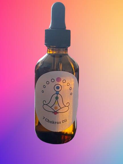 7 Chakras Oil | Crystal-Infused Chakra Healing Oil | Reiki Energy Balancing | Meditation & Ritual Anointing Oil | Divine Gifts. 60ml.