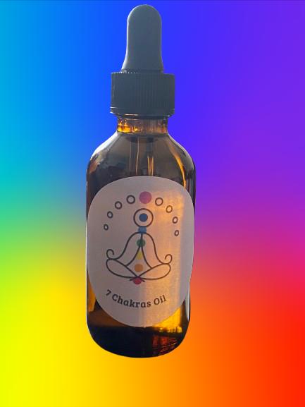 7 Chakras Oil | Crystal-Infused Chakra Healing Oil | Reiki Energy Balancing | Meditation & Ritual Anointing Oil | Divine Gifts. 60ml.