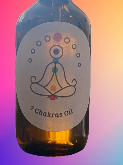 7 Chakras Oil | Crystal-Infused Chakra Healing Oil | Reiki Energy Balancing | Meditation & Ritual Anointing Oil | Divine Gifts. 60ml.