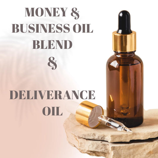 Money and Business Blend & Deliverance Oil 50ml Dropper Bottle - With Herbs and Crystals - For Chi