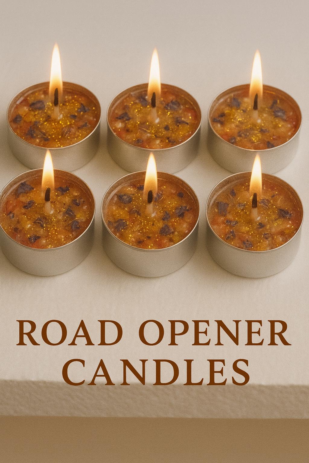6 Road Opener Candles by Divine Gifts – Handcrafted Spiritual Tealights for Removing Blockages & Manifesting New Opportunities.