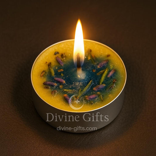 7 Happiness Spell Tealights - Golden herbal candles to invite joy,  peace positive energy Handmade Blend Use to draw happiness.