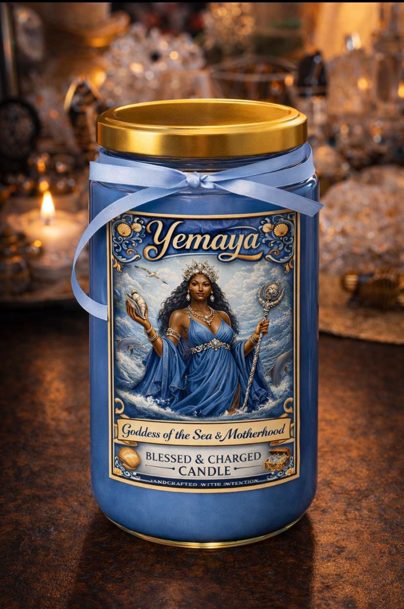 Yemaya Goddess Candle – Spiritual Protection, Healing & Mother Energy | Ocean Blessed Ritual Candle