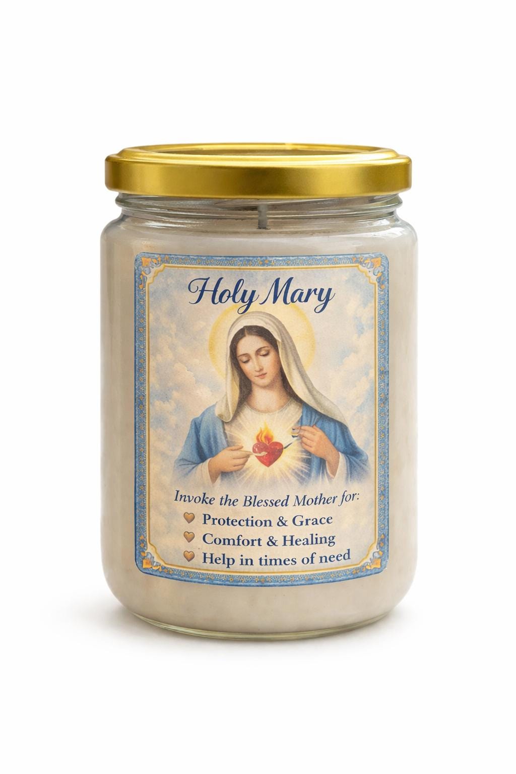 Holy Mary Prayer Candle – Blessed & Charged Devotional Candle for Protection, Healing, Comfort.