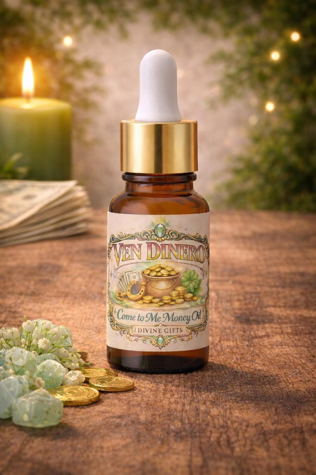 Ven Dinero Money Oil | Come to Me | Fast Prosperity & Abundance | Hoodoo Ritual Oil | Divine Gifts