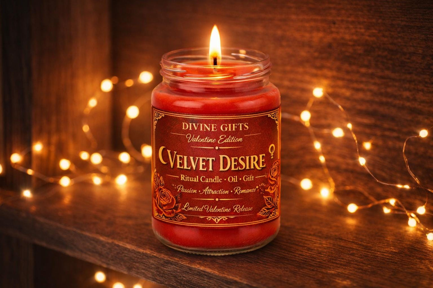 Valentine Love Spell Candle | Velvet Desire Ritual Candle | Passion Attraction Romance | Limited Edition Valentine Gift | Divine Gifts.