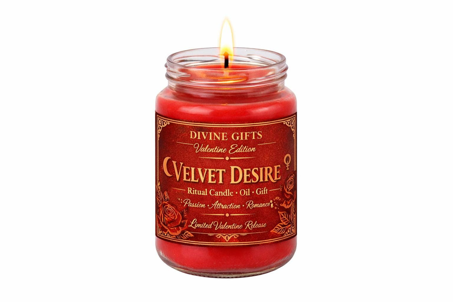 Valentine Love Spell Candle | Velvet Desire Ritual Candle | Passion Attraction Romance | Limited Edition Valentine Gift | Divine Gifts.