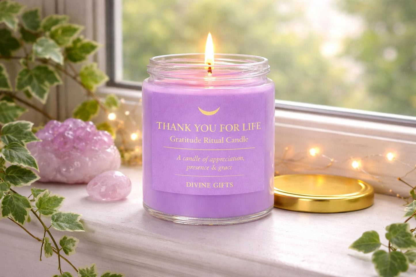 Thank You for Life Gratitude Candle | Spiritual, Ritual & Blessings | Lilac Intention Candle | Mindfulness Gift | FREE UK SHIPPING!