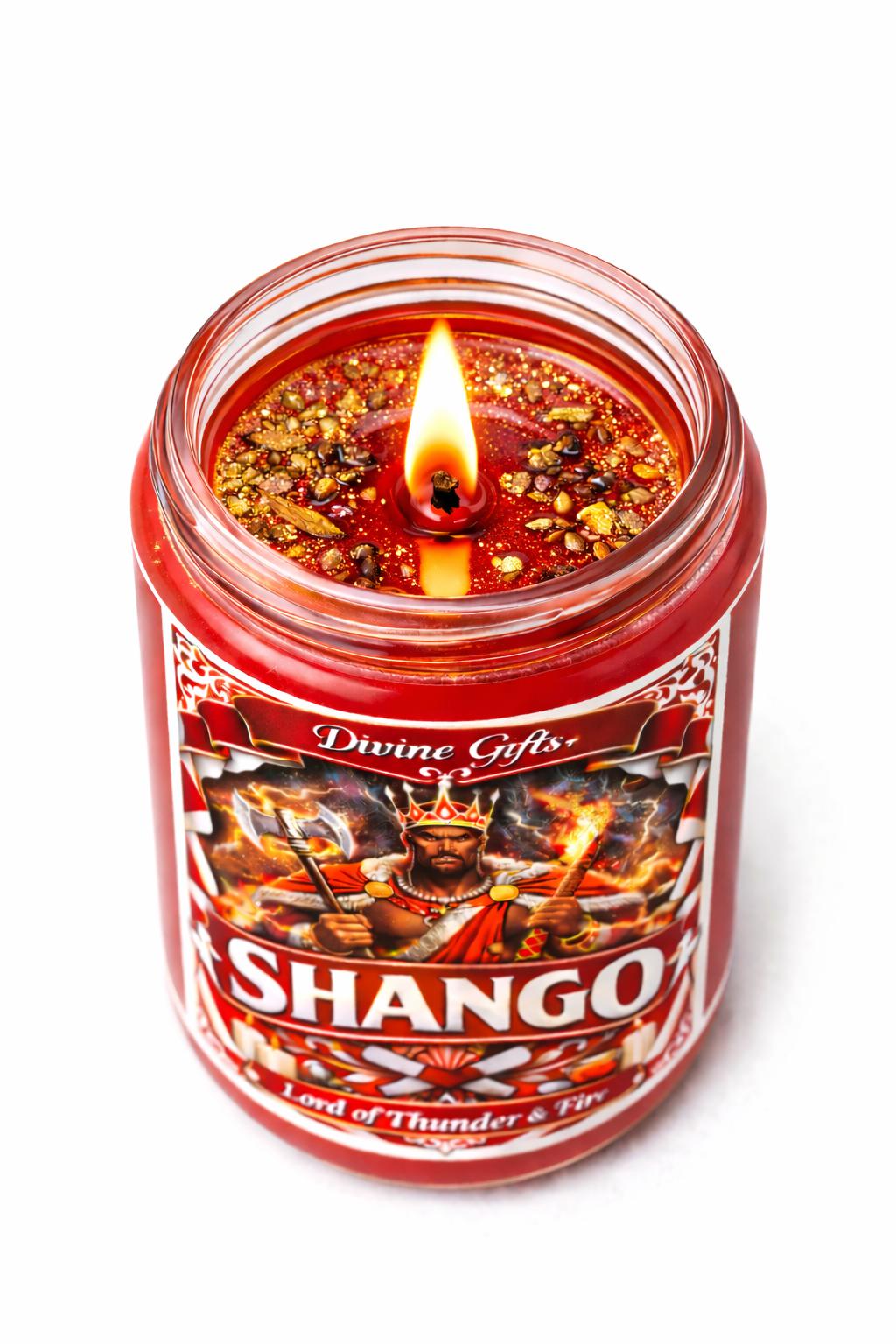 Shango Candle – Orisha of Thunder & Fire | Infused Blessed Oils, Power, Protection, Success Ritual Candle