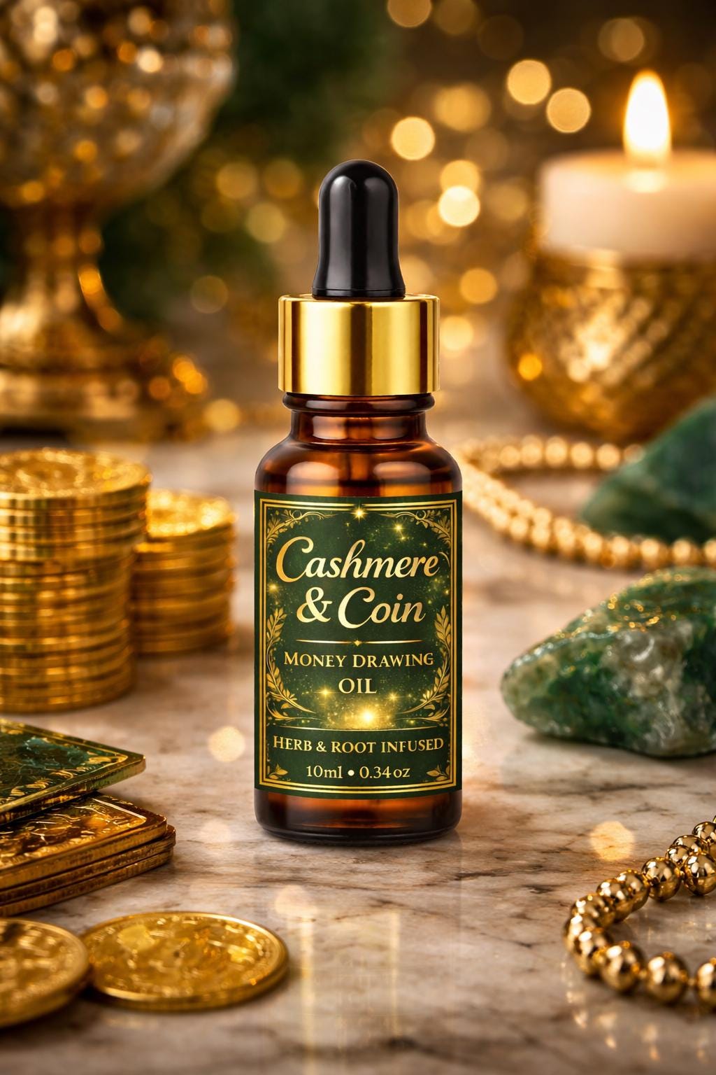 Cashmere & Coin Money Drawing Oil | Prosperity  Wealth Ritual Oil | Herb and Root Infused | Manifest Money, Luck, Success