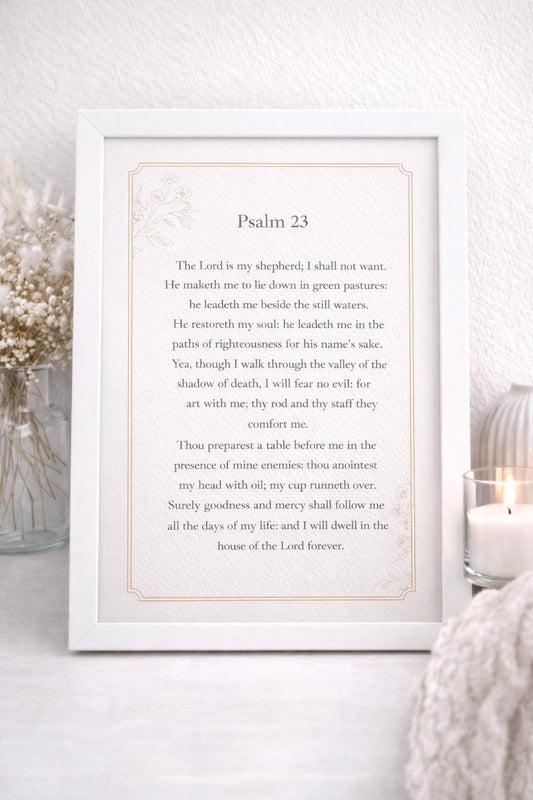 Psalm 23 Art A5 | Christian Scripture Print | The Lord Is My Shepherd | Faith Home Decor | Framed or Unframed