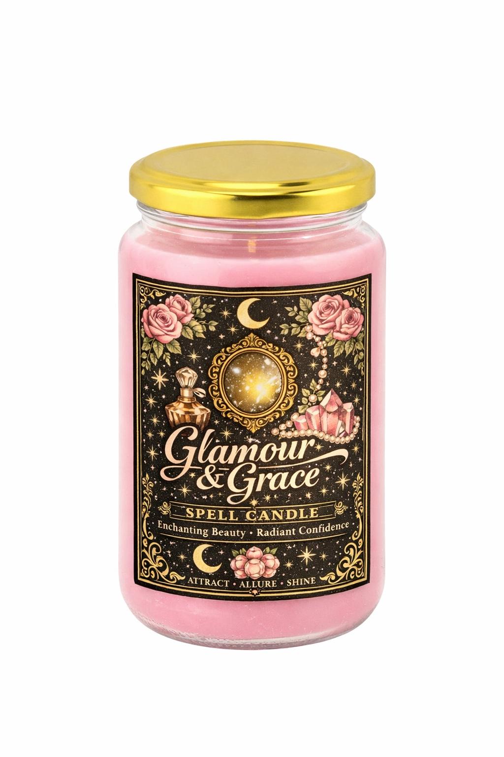 Glamour & Grace Spell Candle | Confidence, Beauty Ritual Candle |  Manifestation Candle | Self Love Magic | 11oz