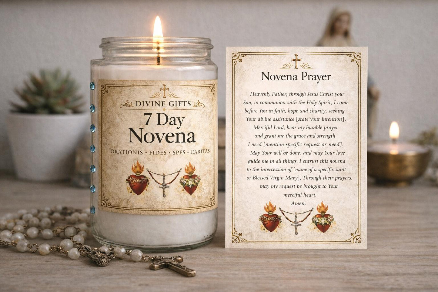 7 Day Novena Candle – Traditional Catholic Prayer Candle – Latin Vatican Style Devotional – Sacred Heart Faith Gift – Divine Gifts.