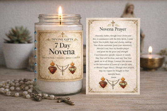 7 Day Novena Candle – Traditional Catholic Prayer Candle – Latin Vatican Style Devotional – Sacred Heart Faith Gift – Divine Gifts.