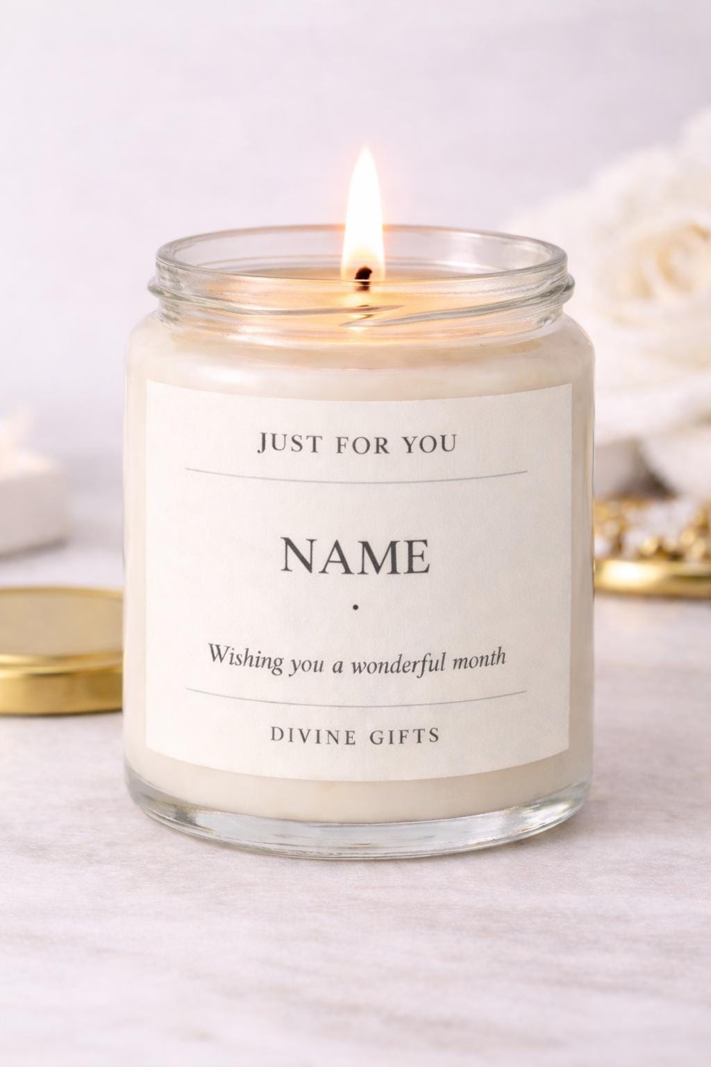 Luxury Personalised Candle Gift – Custom Name Candle, Just For You Candle, Unique Birthday Gift, Handmade Candle UK, Divine Gifts