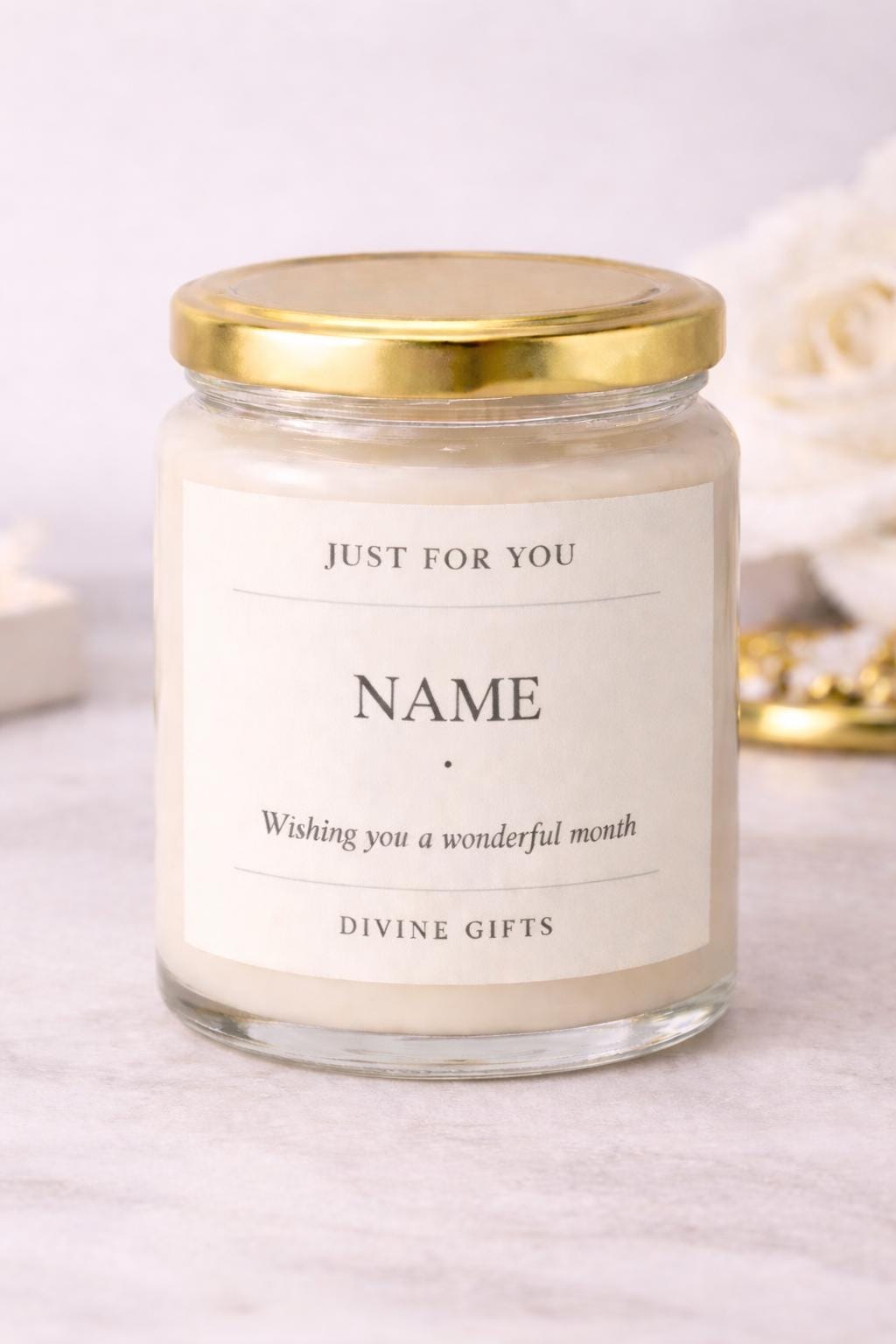 Luxury Personalised Candle Gift – Custom Name Candle, Just For You Candle, Unique Birthday Gift, Handmade Candle UK, Divine Gifts