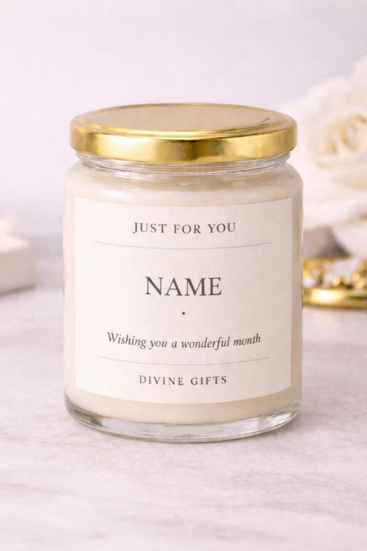 Luxury Personalised Candle Gift – Custom Name Candle, Just For You Candle, Unique Birthday Gift, Handmade Candle UK, Divine Gifts