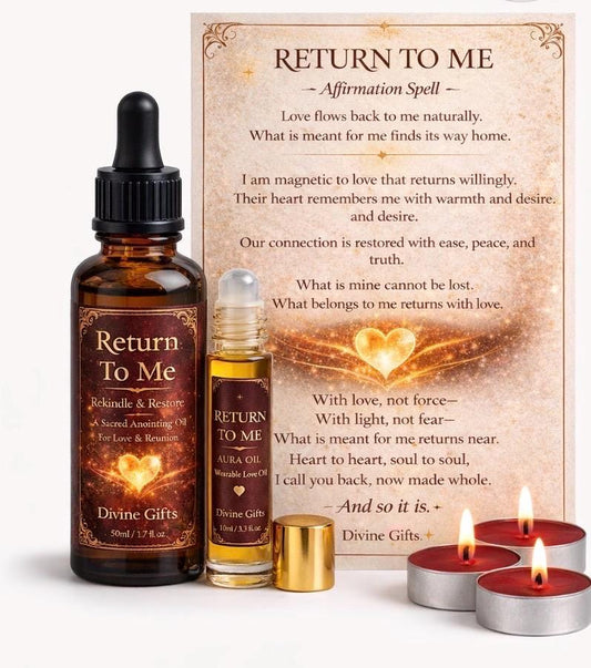 Return To Me Spell Kit – Bring Back Love Ritual, Love Reconciliation Kit, Aura Oil Roll On, Attraction Oil, Hoodoo Love Spell Set
