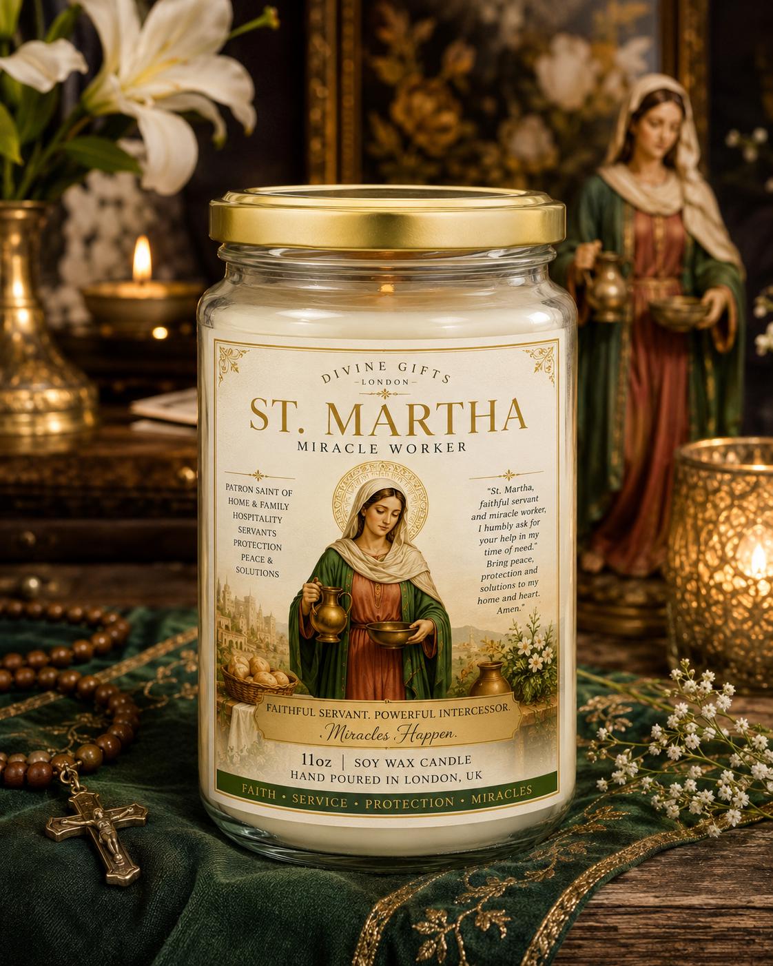 St Martha Miracle Worker Candle | Saint Martha Prayer Candle | Protection, Home & Family Blessing | Spiritual Devotional Candle