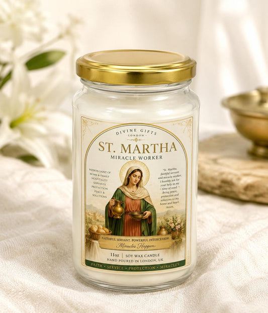 St Martha Miracle Worker Candle | Saint Martha Prayer Candle | Protection, Home & Family Blessing | Spiritual Devotional Candle
