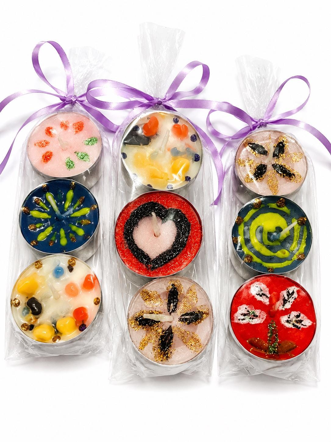Handmade Decorative Tealight Candle Gift Set | Artisan Soy Wax Tea Lights | Unique Party Favours | Spiritual Home Decor Gift | PACK OF 6 or 12