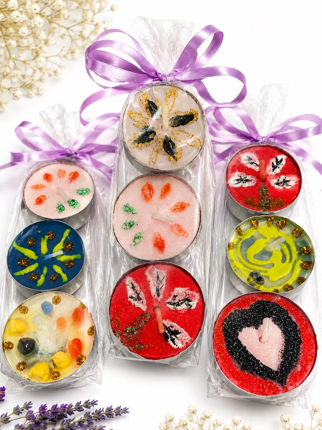 Handmade Decorative Tealight Candle Gift Set | Artisan Soy Wax Tea Lights | Unique Party Favours | Spiritual Home Decor Gift | PACK OF 6 or 12