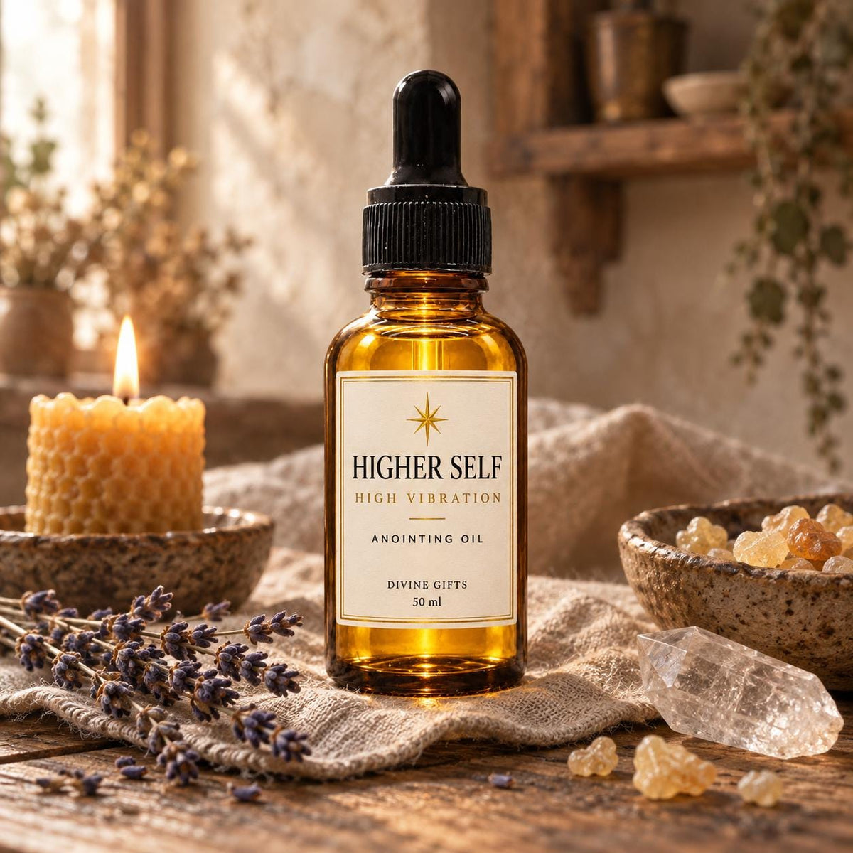 Higher Self Oil, High Vibration Anointing Oil, Meditation & Intuition Ritual Oil, Spiritual Gift, 50ml
