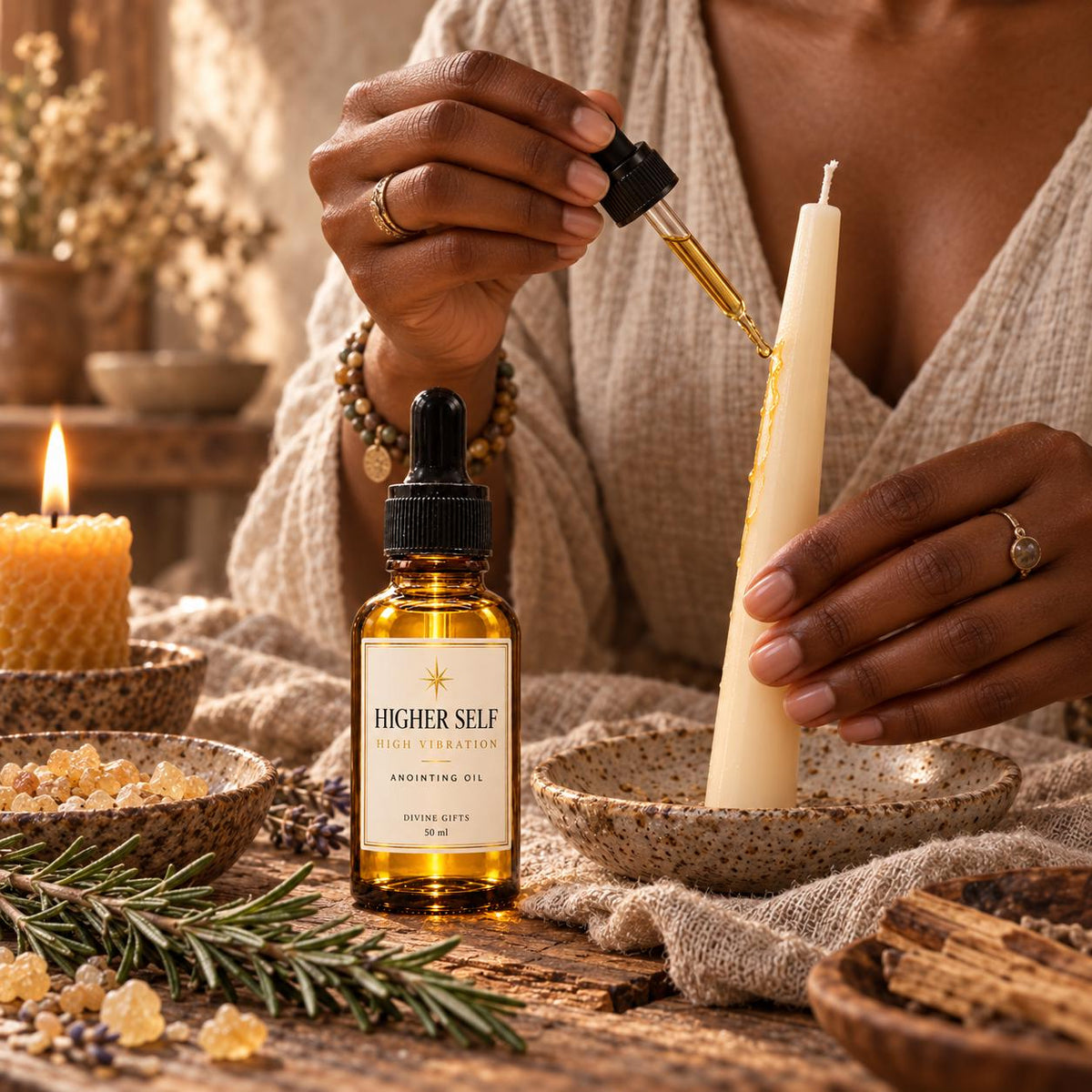 Higher Self Oil, High Vibration Anointing Oil, Meditation & Intuition Ritual Oil, Spiritual Gift, 50ml