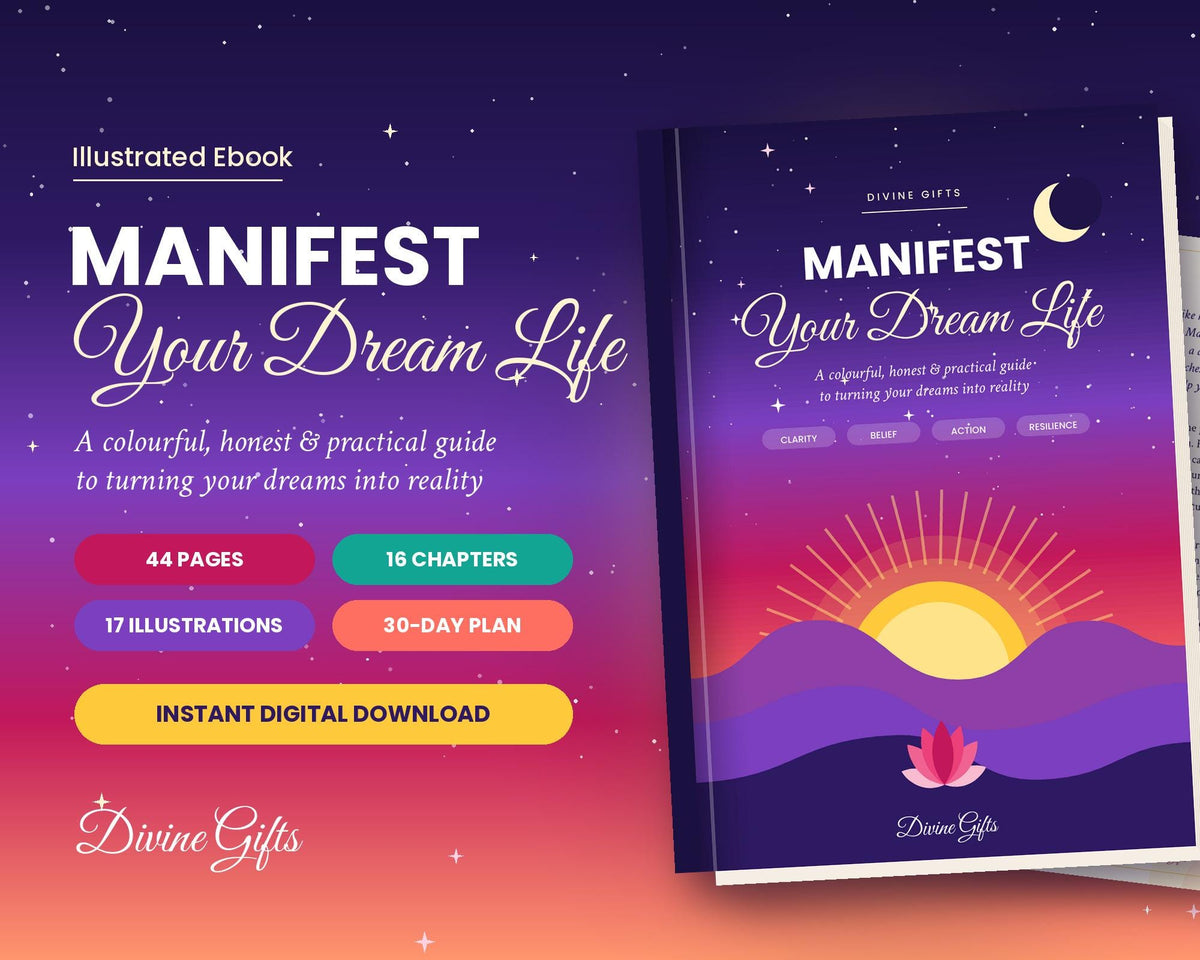 Manifest Your Dream Life Ebook, Manifestation Guide, Law of Attraction Book, 30 Day Manifesting Plan, Journal Prompts, Digital Download Printable PDF