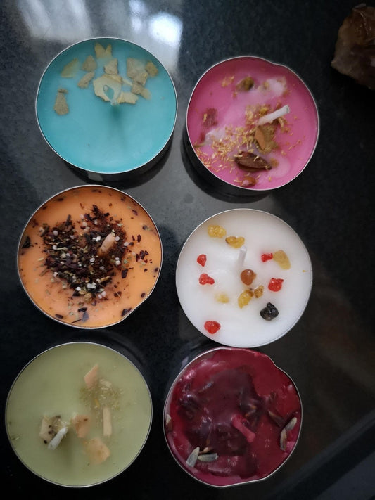 6 x Hoodoo Mixed Candles, Money, Love, Business, Spiritual, Peace & Binding - Magickal Candles - Wiccan - With Herbs and Roots